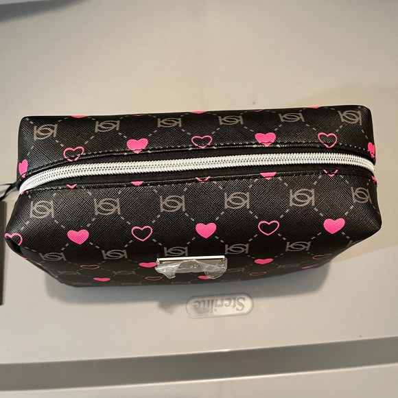 bebe Black & Pink Heart Logo Cosmetic Bag – NWT – OS - Picture 4 of 9